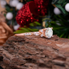 Round Cut Moissanite Engagement Ring Cluster Anniversary Ring