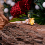 Round Cut Citrine Engagement Ring Cluster Anniversary Ring - Romalar Jewelry