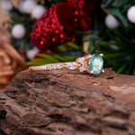 Round Cut Moss Agate Engagement Ring Cluster Anniversary Ring - Romalar Jewelry