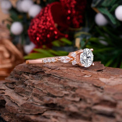 Round Cut 4 Prong Lab Diamond Engagement Ring Cluster Anniversary Ring