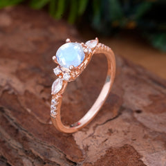 Round Cut 4 Prong Moonstone Engagement Ring Cluster Anniversary Ring