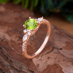 Round Cut 4 Prong Peridot Engagement Ring Cluster Anniversary Ring