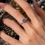 Round Cut Alexandrite Engagement Ring Cluster Anniversary Ring - Romalar Jewelry