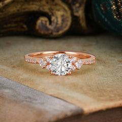 Round Cut Lab Diamond Classic Side Stone Wedding Engagement Ring