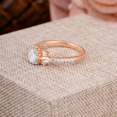 Round Cut Moissanite Cluster Engagement Ring Six Prong Setting