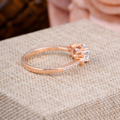 Round Cut Lab Diamond Cluster Engagement Ring 6-Prong Setting