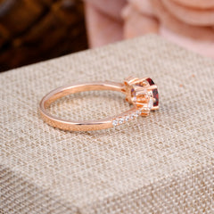 Round Cut Garnet Cluster Engagement Ring 6-Prong Setting