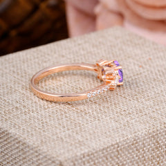 Round Cut Amethyst Cluster Engagement Ring 6-Prong Setting