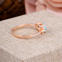 Round Cut Aquamarine Cluster Engagement Ring 6-Prong Setting