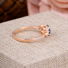 Round Cut Alexandrite Cluster Engagement Ring Six Prong Setting