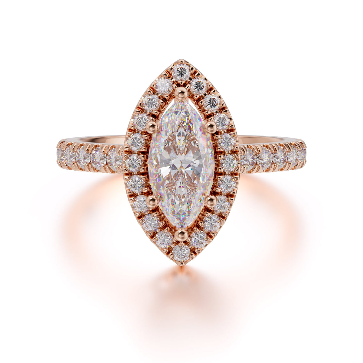 Classic Marquise Cut Moissanite Halo Engagement Ring