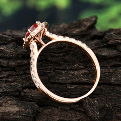 Classic Marquise Cut Garnet Halo Engagement Ring