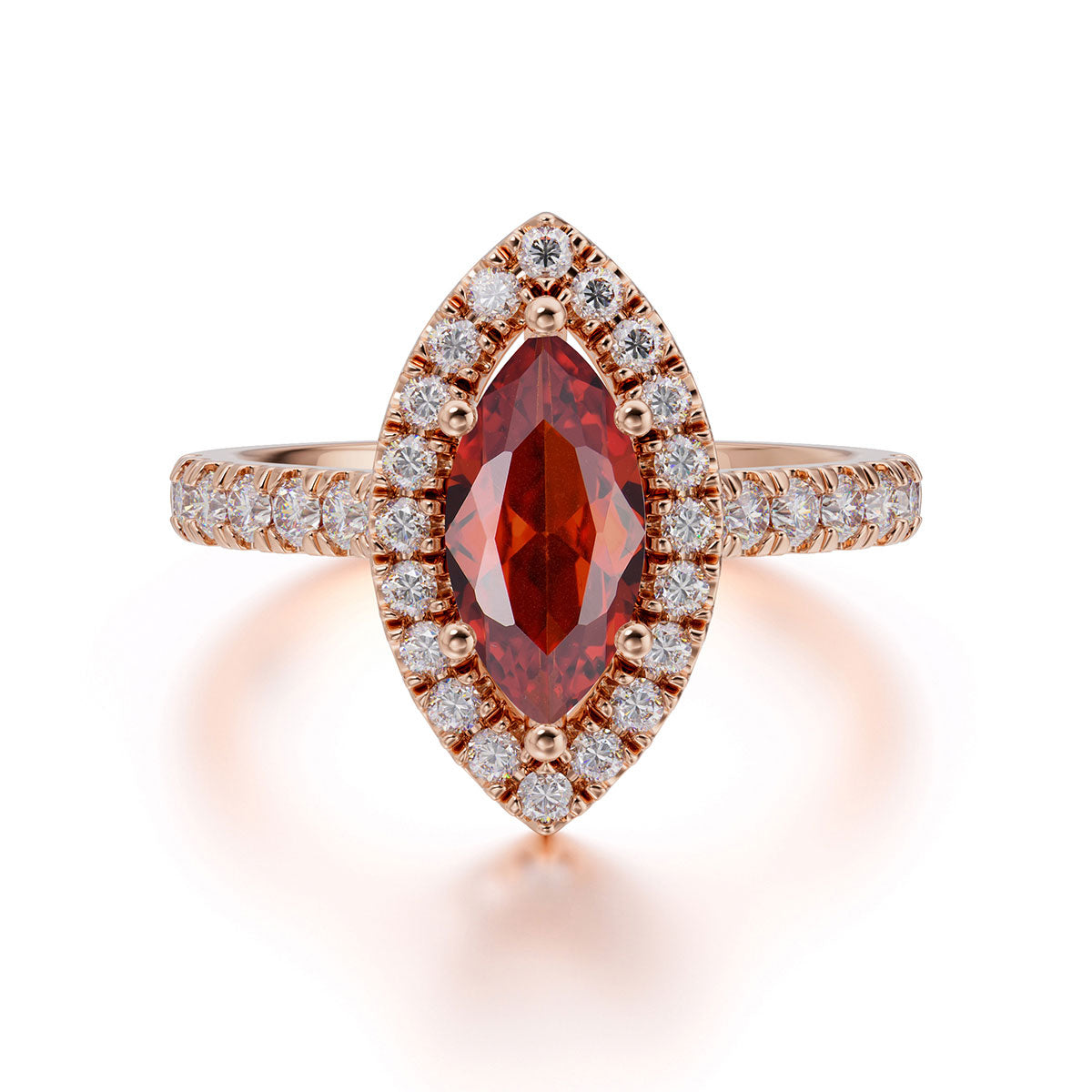 Classic Marquise Cut Garnet Halo Engagement Ring