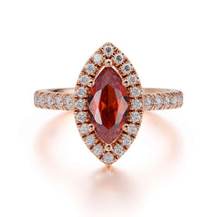 Classic Marquise Cut Garnet Halo Engagement Ring