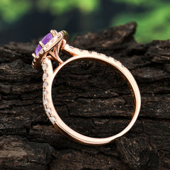 Classic Marquise Cut Amethyst Halo Engagement Ring