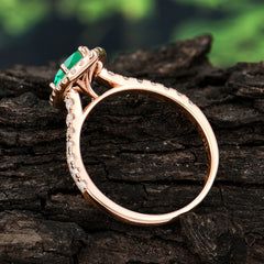 Classic Marquise Cut Emerald Halo Engagement Ring