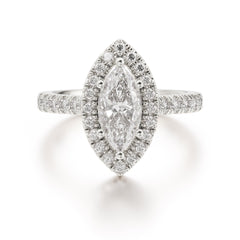 Classic Marquise Cut Moissanite Halo Engagement Ring