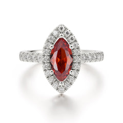 Classic Marquise Cut Garnet Halo Engagement Ring