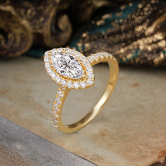 Classic Marquise Cut Moissanite Halo Engagement Ring