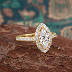 Classic Marquise Cut Moissanite Halo Engagement Ring