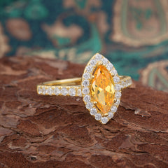 Classic Marquise Cut Citrine Halo Engagement Ring