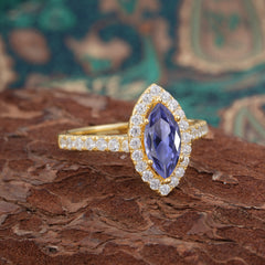 Classic Marquise Cut Tanzanite Halo Engagement Ring