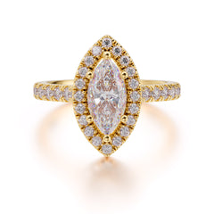 Classic Marquise Cut Moissanite Halo Engagement Ring