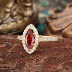 Classic Marquise Cut Garnet Halo Engagement Ring