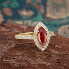 Classic Marquise Cut Garnet Halo Engagement Ring