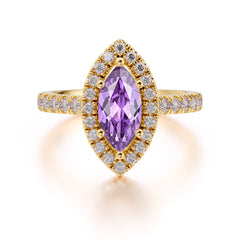 Classic Marquise Cut Amethyst Halo Engagement Ring