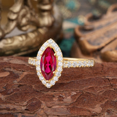 Classic Marquise Cut Ruby Halo Engagement Ring