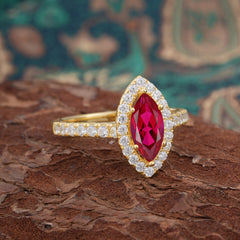 Classic Marquise Cut Ruby Halo Engagement Ring