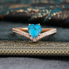 Heart Shaped Turquoise Engagaement Ring Classic Wedding Ring