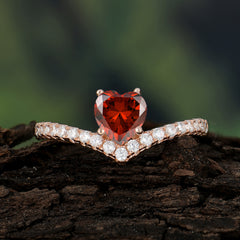 Heart Shaped Garnet Engagaement Ring Classic Wedding Ring