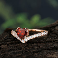 Heart Shaped Garnet Engagaement Ring Classic Wedding Ring