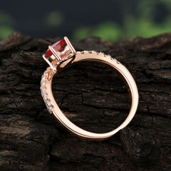 Heart Shaped Garnet Engagaement Ring Classic Wedding Ring