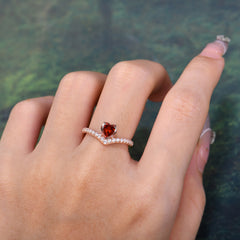 Heart Shaped Garnet Engagaement Ring Classic Wedding Ring