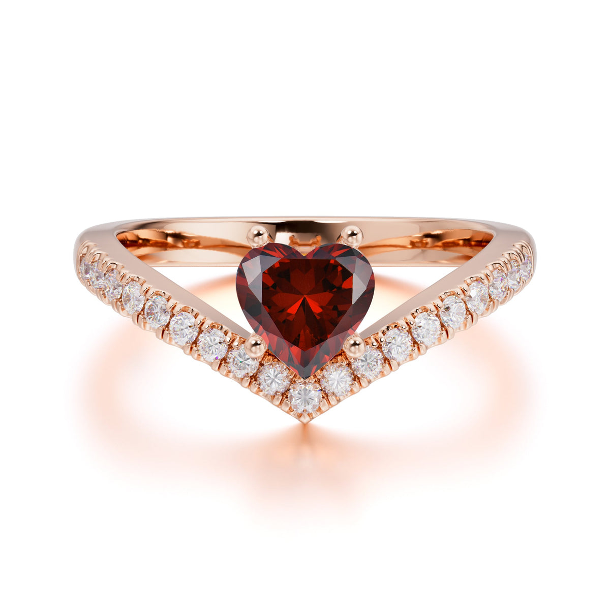 Heart Shaped Garnet Engagaement Ring Classic Wedding Ring