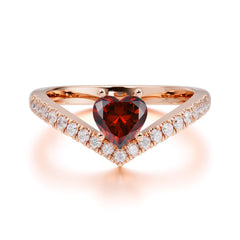 Heart Shaped Garnet Engagaement Ring Classic Wedding Ring