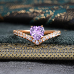 Heart Shaped Amethyst Engagaement Ring Classic Wedding Ring
