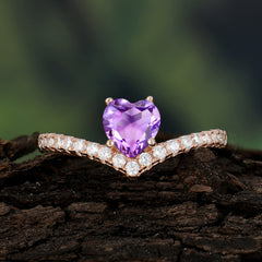 Heart Shaped Amethyst Engagaement Ring Classic Wedding Ring