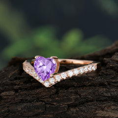 Heart Shaped Amethyst Engagaement Ring Classic Wedding Ring