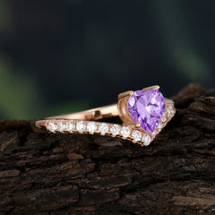 Heart Shaped Amethyst Engagaement Ring Classic Wedding Ring