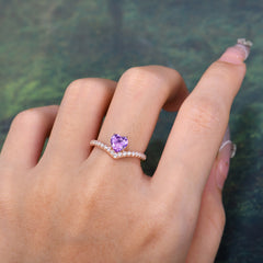 Heart Shaped Amethyst Engagaement Ring Classic Wedding Ring