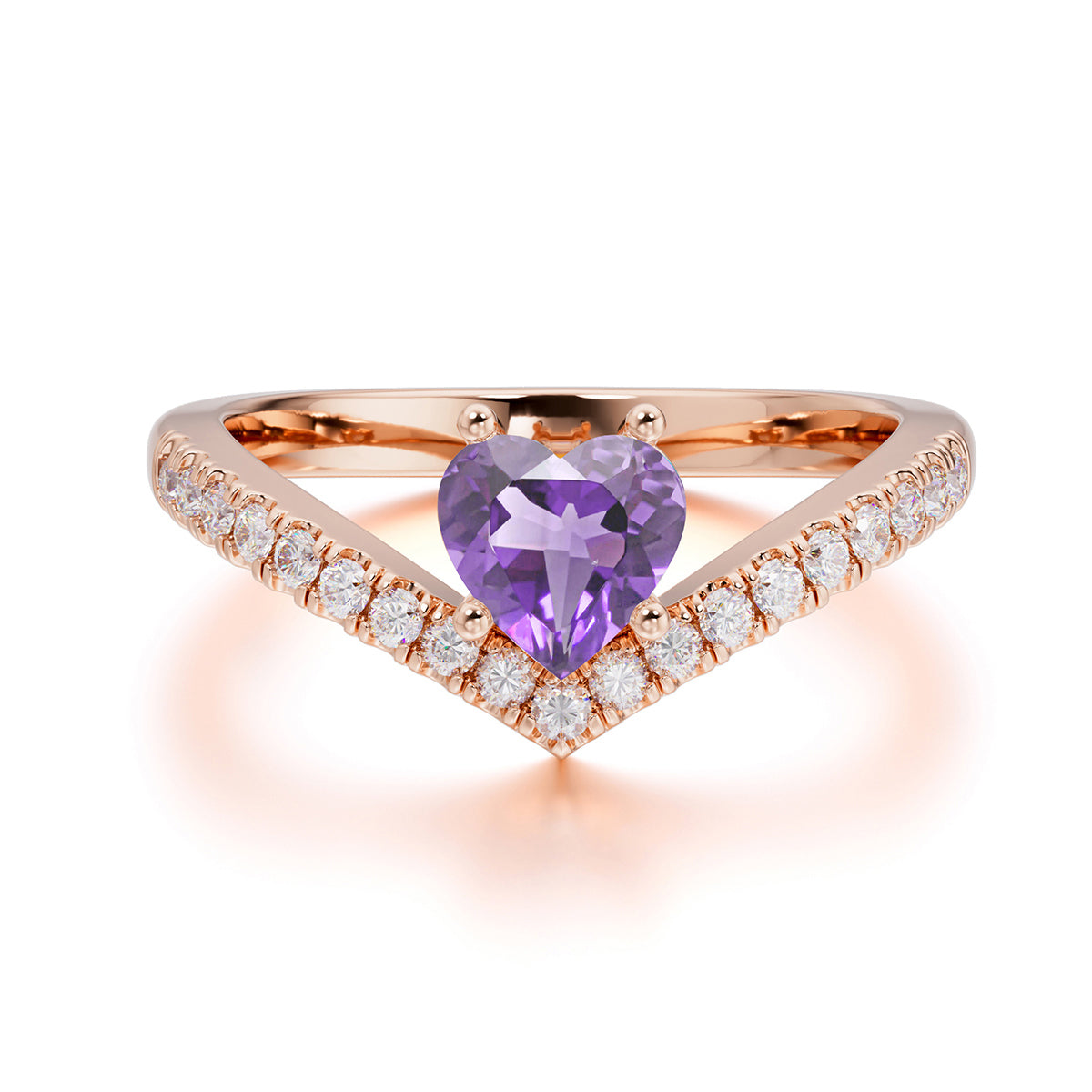 Heart Shaped Amethyst Engagaement Ring Classic Wedding Ring