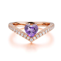 Heart Shaped Amethyst Engagaement Ring Classic Wedding Ring