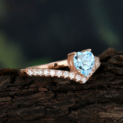 Heart Shaped Aquamarine Engagaement Ring Classic Wedding Ring