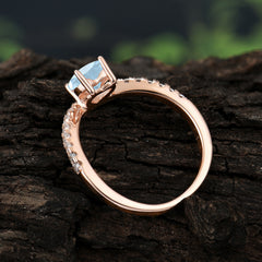 Heart Shaped Aquamarine Engagaement Ring Classic Wedding Ring
