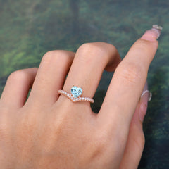 Heart Shaped Aquamarine Engagaement Ring Classic Wedding Ring