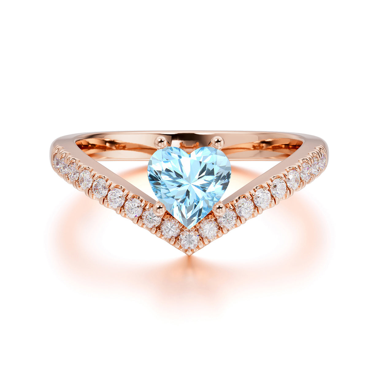 Heart Shaped Aquamarine Engagaement Ring Classic Wedding Ring